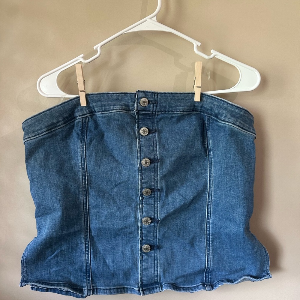 Denim Button-Up Tube Top